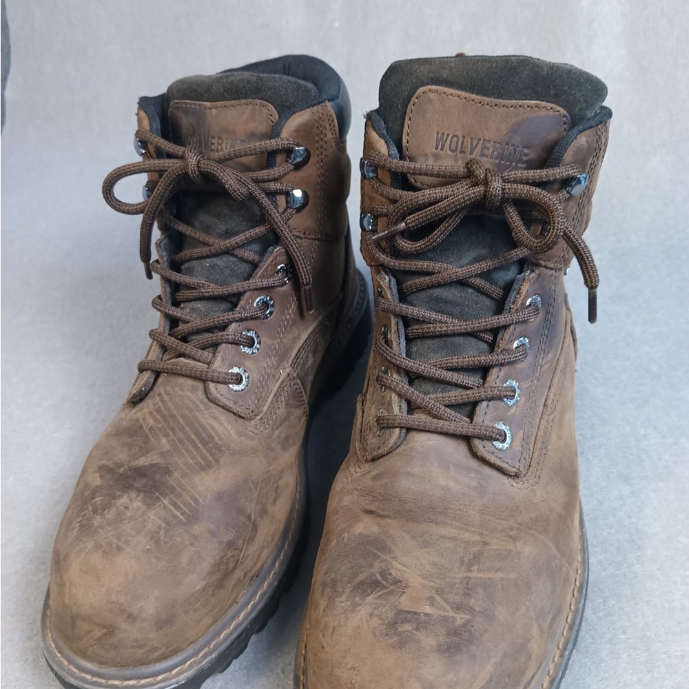 Wolverine Men's Brown Leather Steel Toed Work Boots - Picture 6 of 11